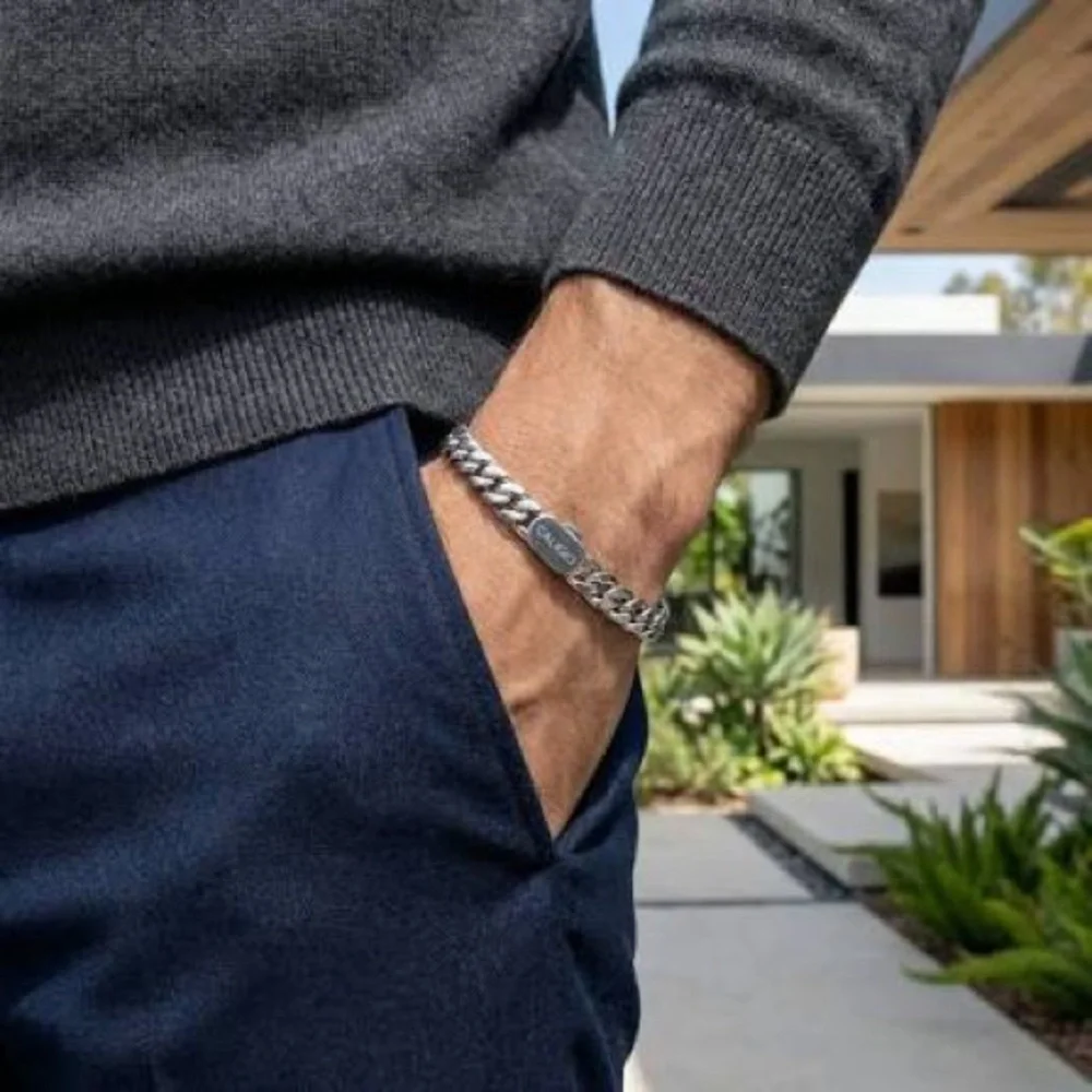 Men's Stainless Silver Cuban Link Bracelet